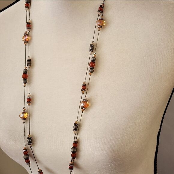 Charming charlie silver double strand floating crystal necklace - Picture 10 of 11